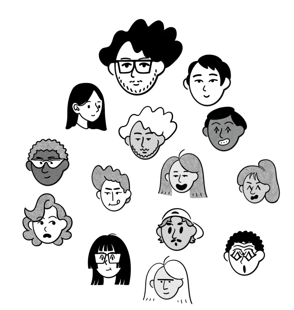 Illustrated portraits of the Smart Annotahub team